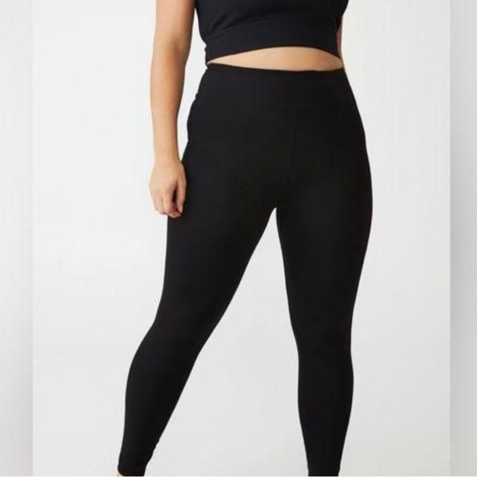 Cotton:On Curve Ultra Soft Cross Over Full Length Tight in Black, Size 14 NEW
