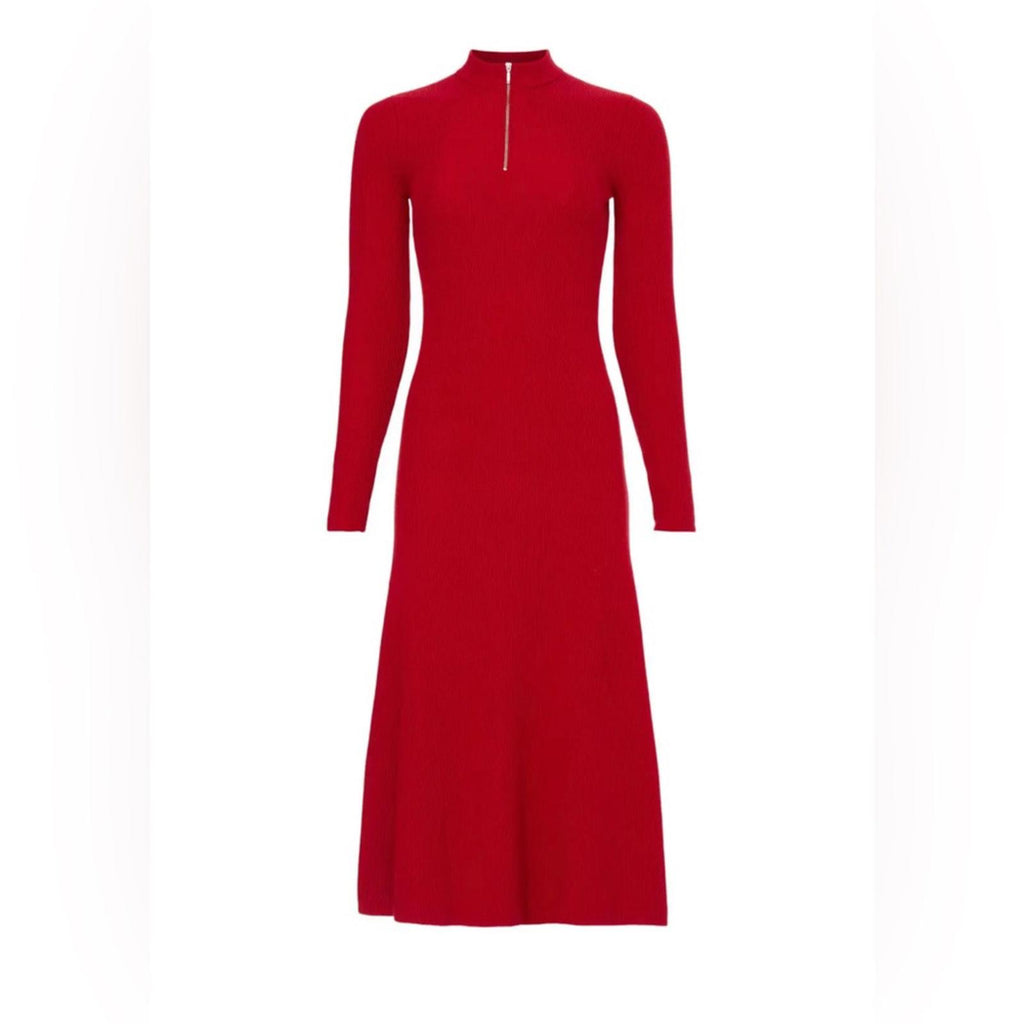 Jason Wu Quarter Zip Mock Neck Dress in Red, Size M EXCELLENT Retail $290