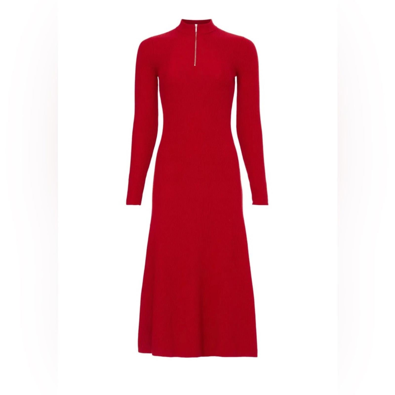 Jason Wu Quarter Zip Mock Neck Dress in Red, Size M EXCELLENT Retail $290