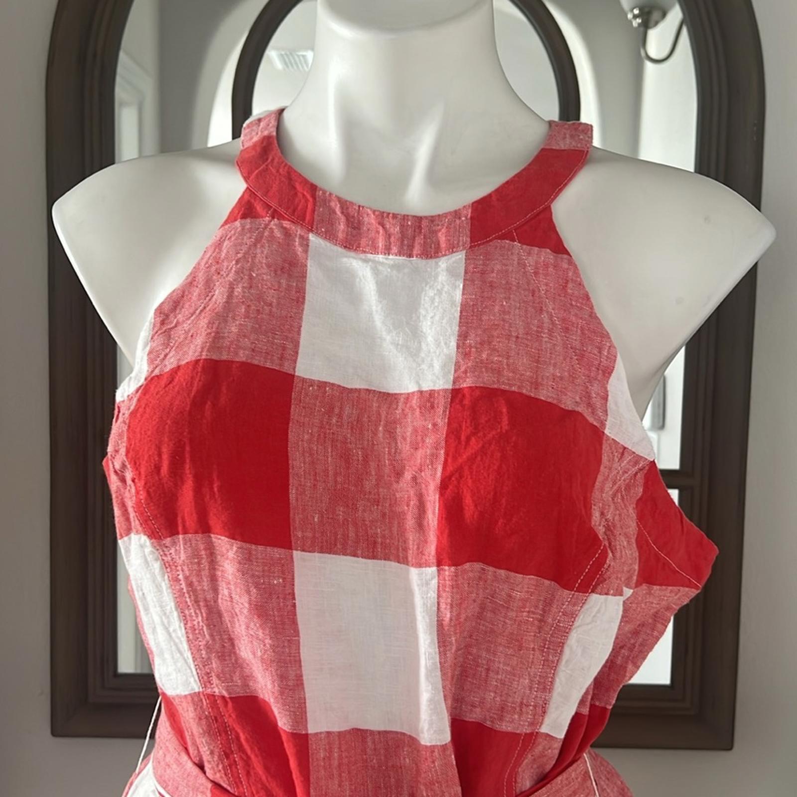 Crown & Ivy Linen Sleeveless Tie Waist Peplum Button Back Top Size 12 New w/Tag