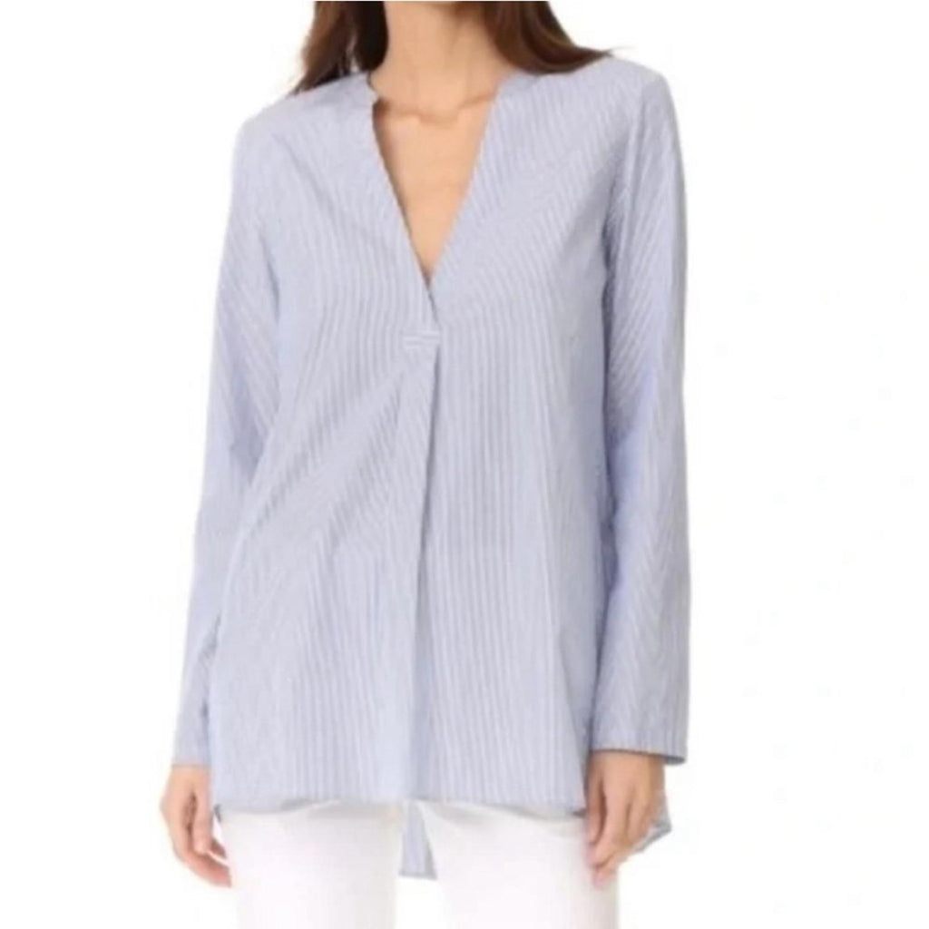 Theory Ofeliah Taff Striped Top, Blue/White Size L Retail