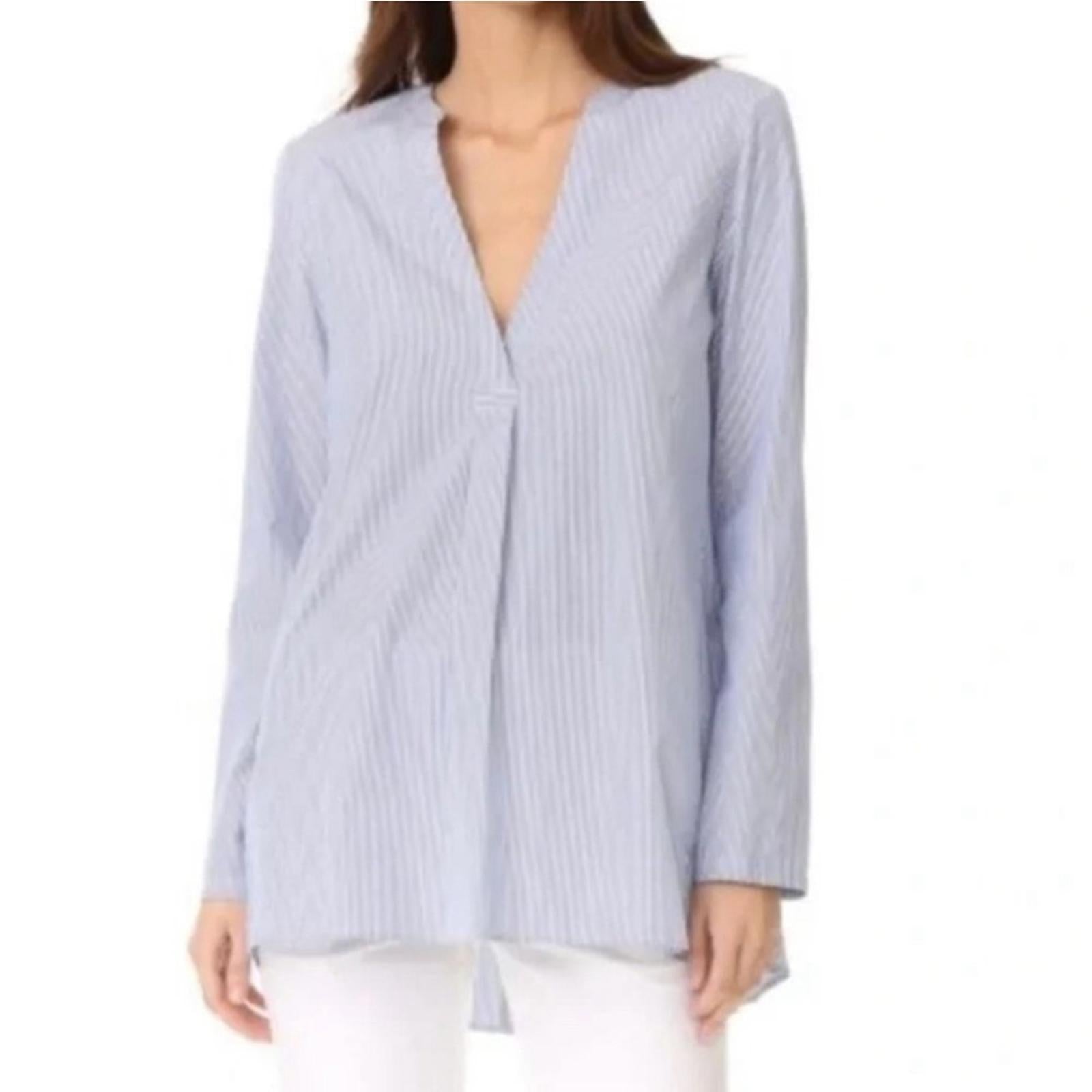 Theory Ofeliah Taff Striped Top, Blue/White Size L Retail