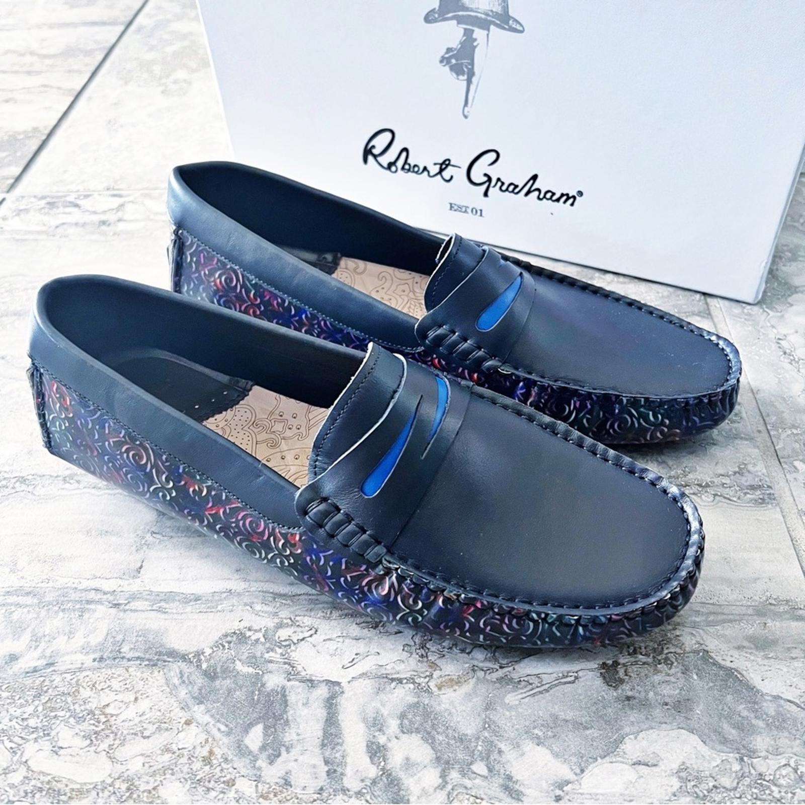 Robert Graham Loafers Bovina Slip-On Driver Shoes, Navy Men’s Size 10 New in Box