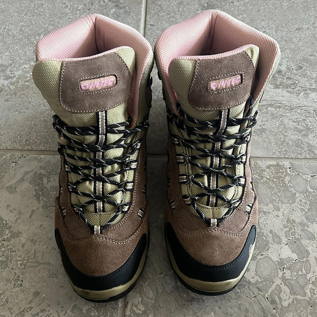 Hi-Tec Mesa Waterproof Hiking Boots in Taupe/Pink, Size 11, EXCELLENT!