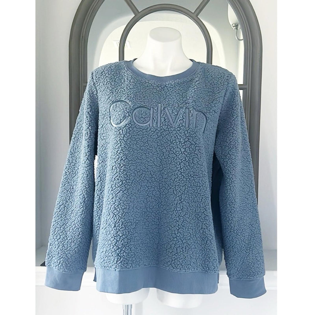 NEW Calvin Klein Sherpa Pullover in Blue, Size L New without Tag