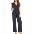 NEW Eliza J Flutter Sleeve Crepe Wide Leg Jumpsuit in Navy, Size 16 NEW w/o Tag