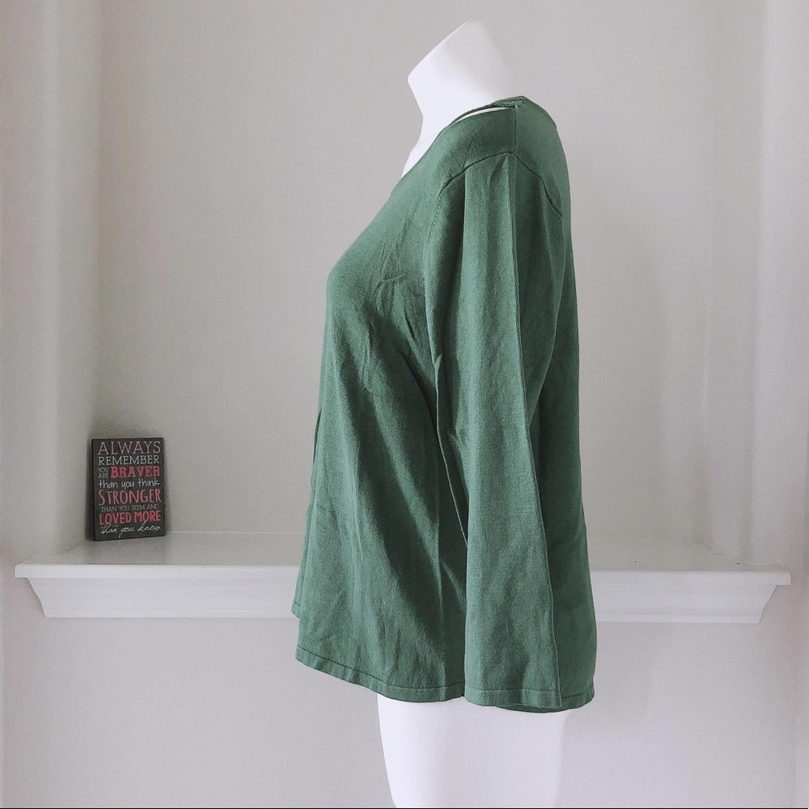 Chelsea & Theodore Green Knit Top / Cold-Shoulder Sweater Size XL