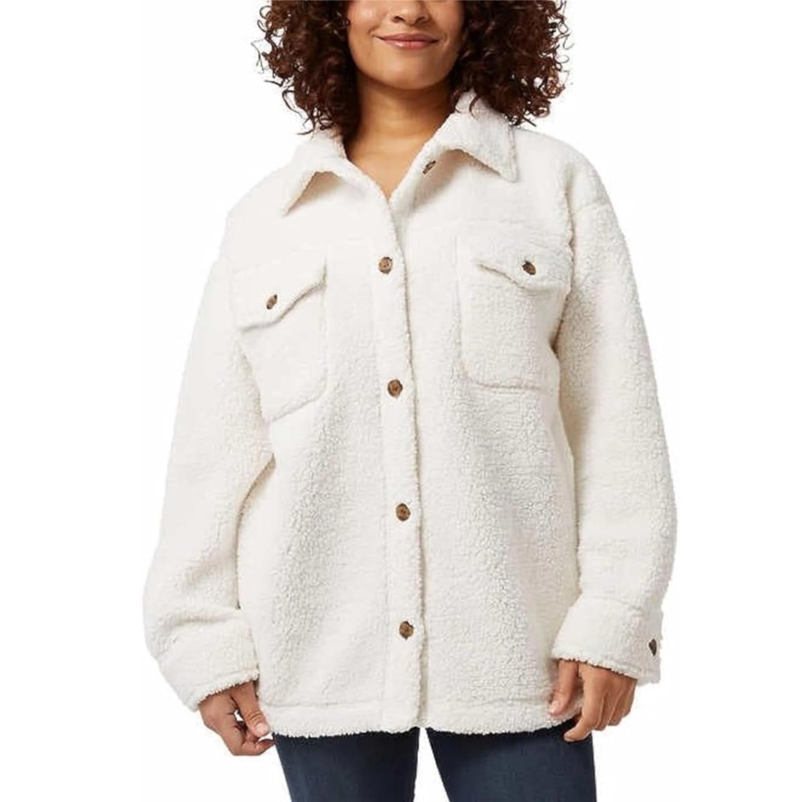 32 Degrees Cozy Fleece Shirt Jacket Oversized, Cream Size XL/XXL NWT