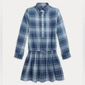 Polo Ralph Lauren Plaid Double-Faced Cotton Shirtdress in Blue, NWT, Size 16