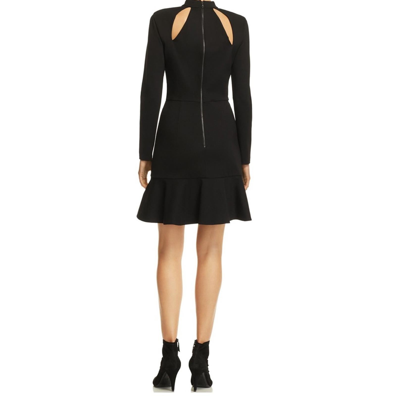 Alice + Olivia Marisela Ruffle Hem Cutout Cocktail Dress Black Size 2 EXCELLENT!