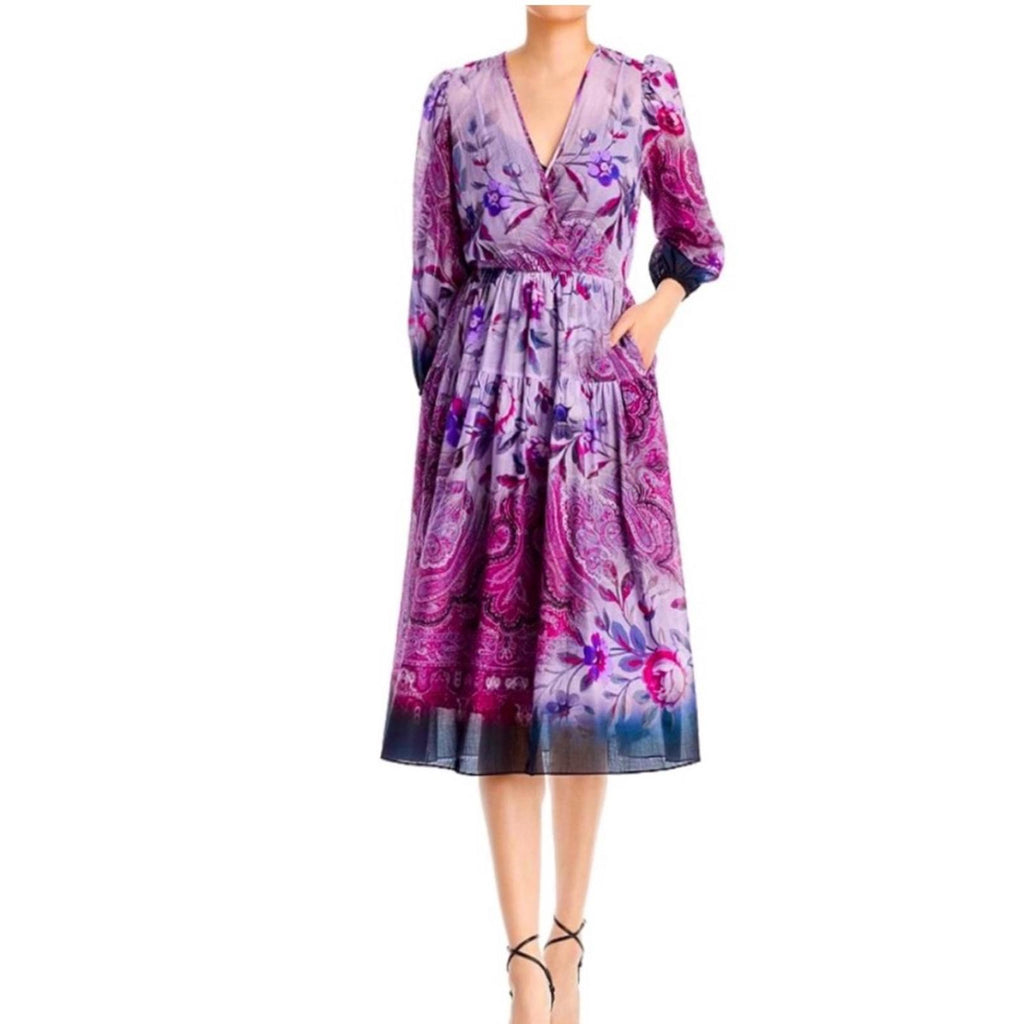 Kobi Halperin Chloe Blouson Sleeve Midi Dress w/Pockets Size XS New w/Tag $578