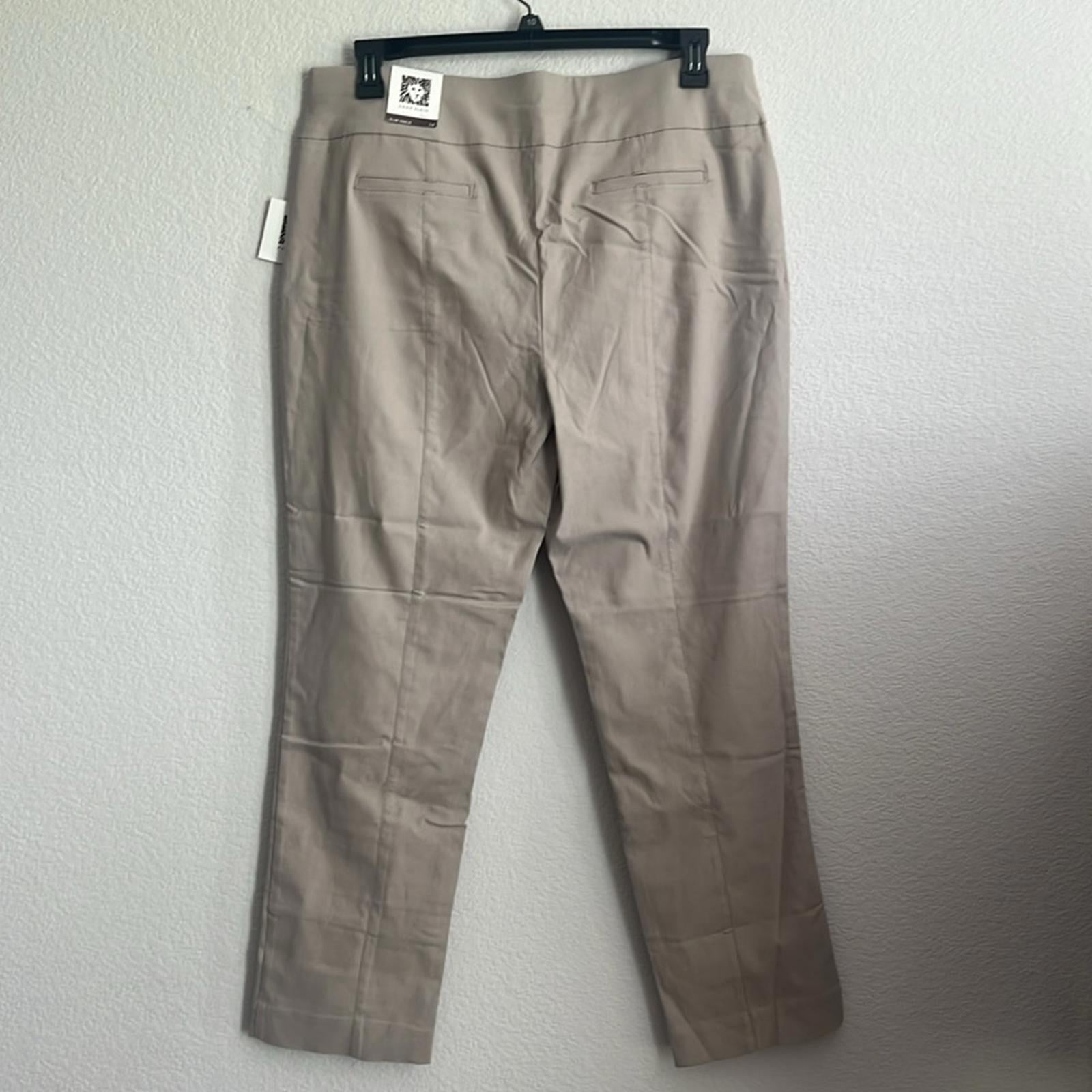 Anne Klein Pull-On Beige Slim Ankle Pants, Size 14, New w/Tag