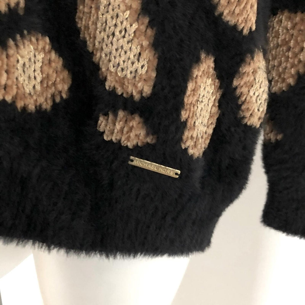 Michael Kors Crewneck Soft Dark Camel Sweater Fur Velour-Blend Size XXL NWT $155