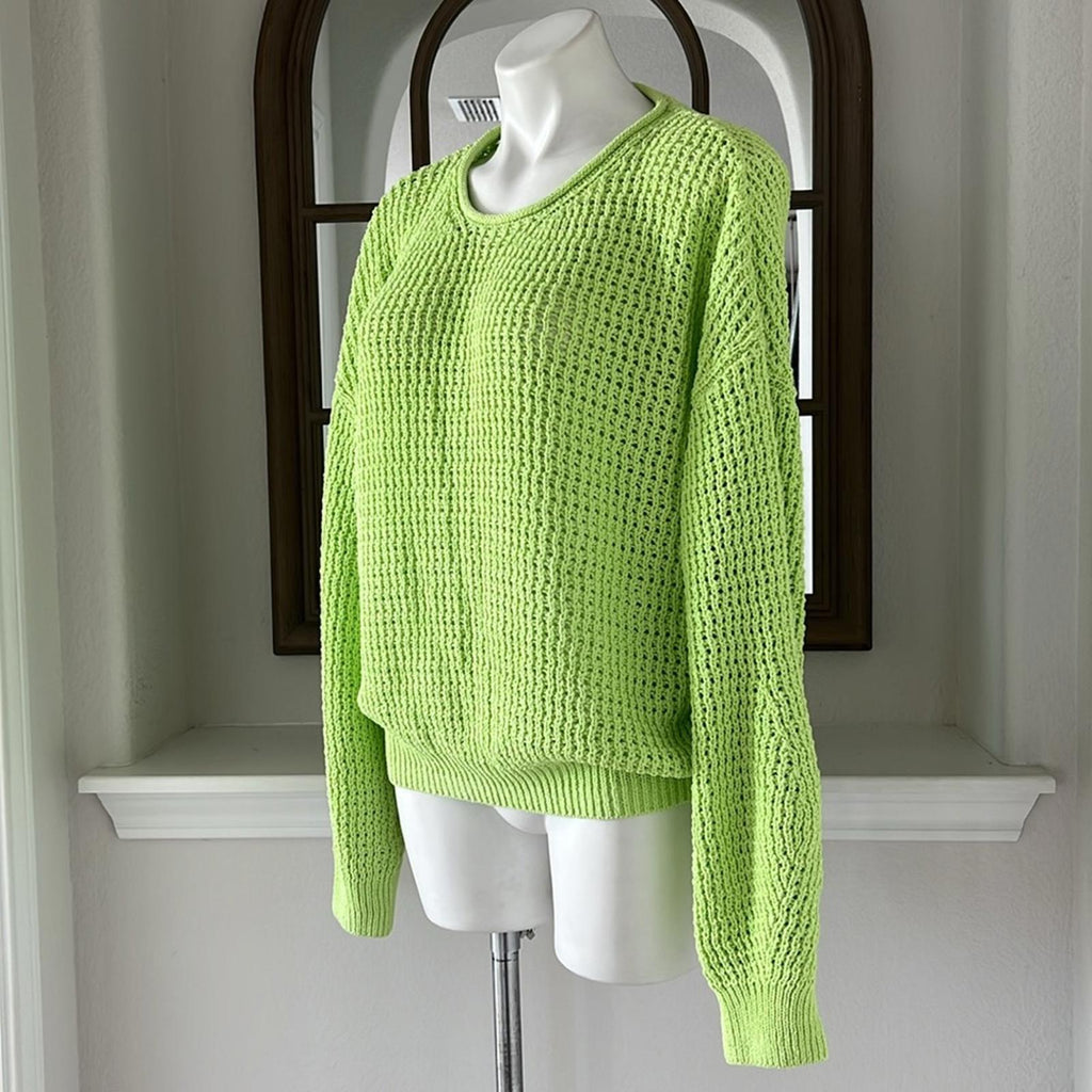 New A.L.C Loose Knit Sweater in Lime Green, Size XL New w/Tag Retail $350