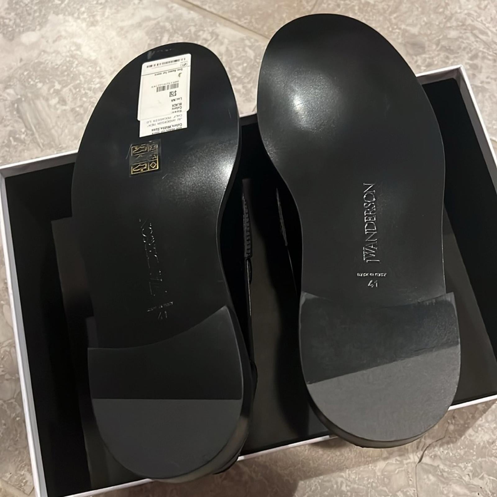 JW Anderson Anchor Logo Loafers in Black Leather Size 41