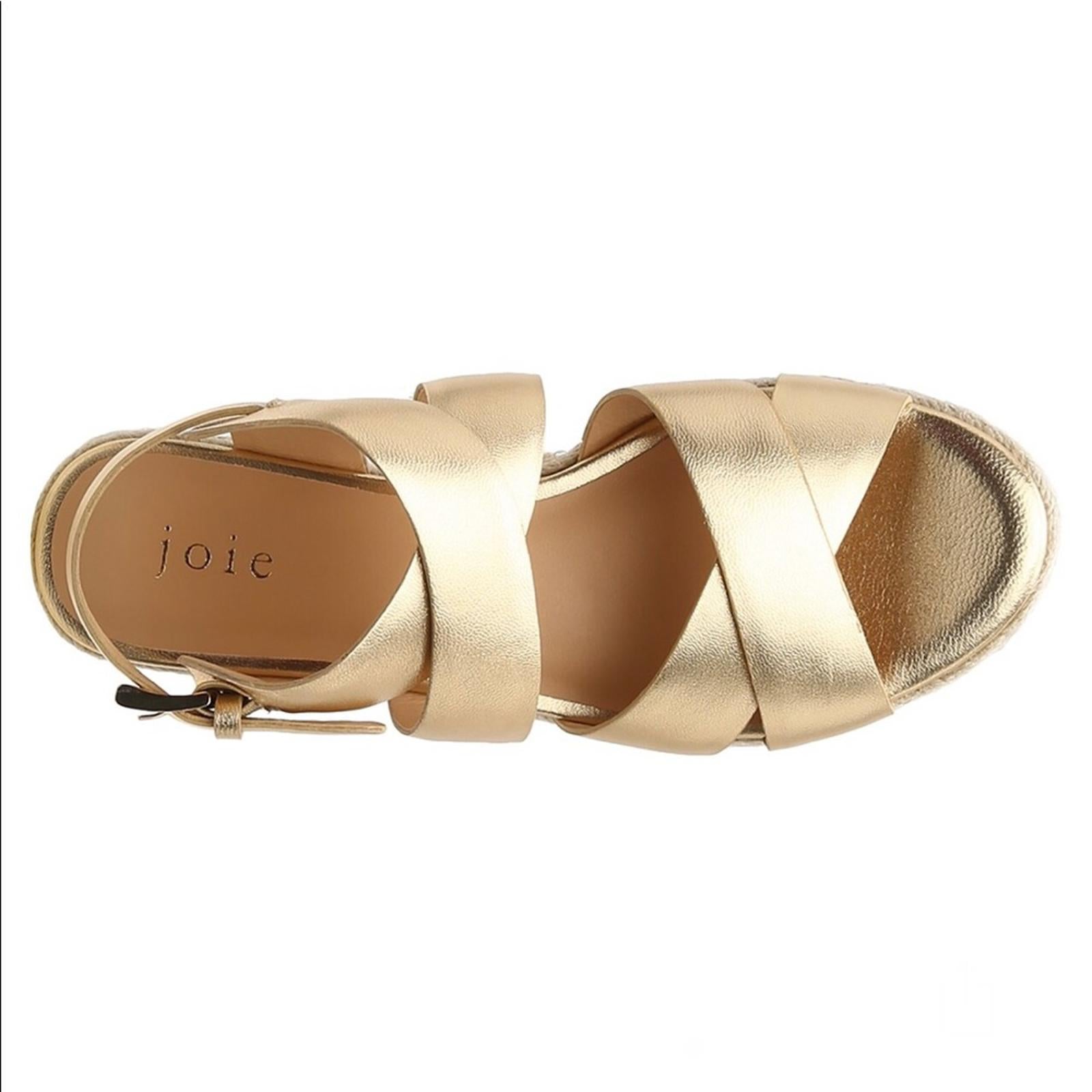 New JOIE Gaelyn Espadrilles Platform Sandals, Light Gold Size 41 New in Box $278
