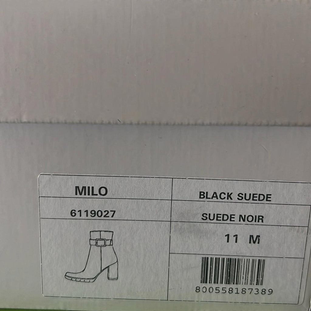 La Canadienne Buckle Accent Milo Block Heel Suede Boots, Size 11 New in Box $565
