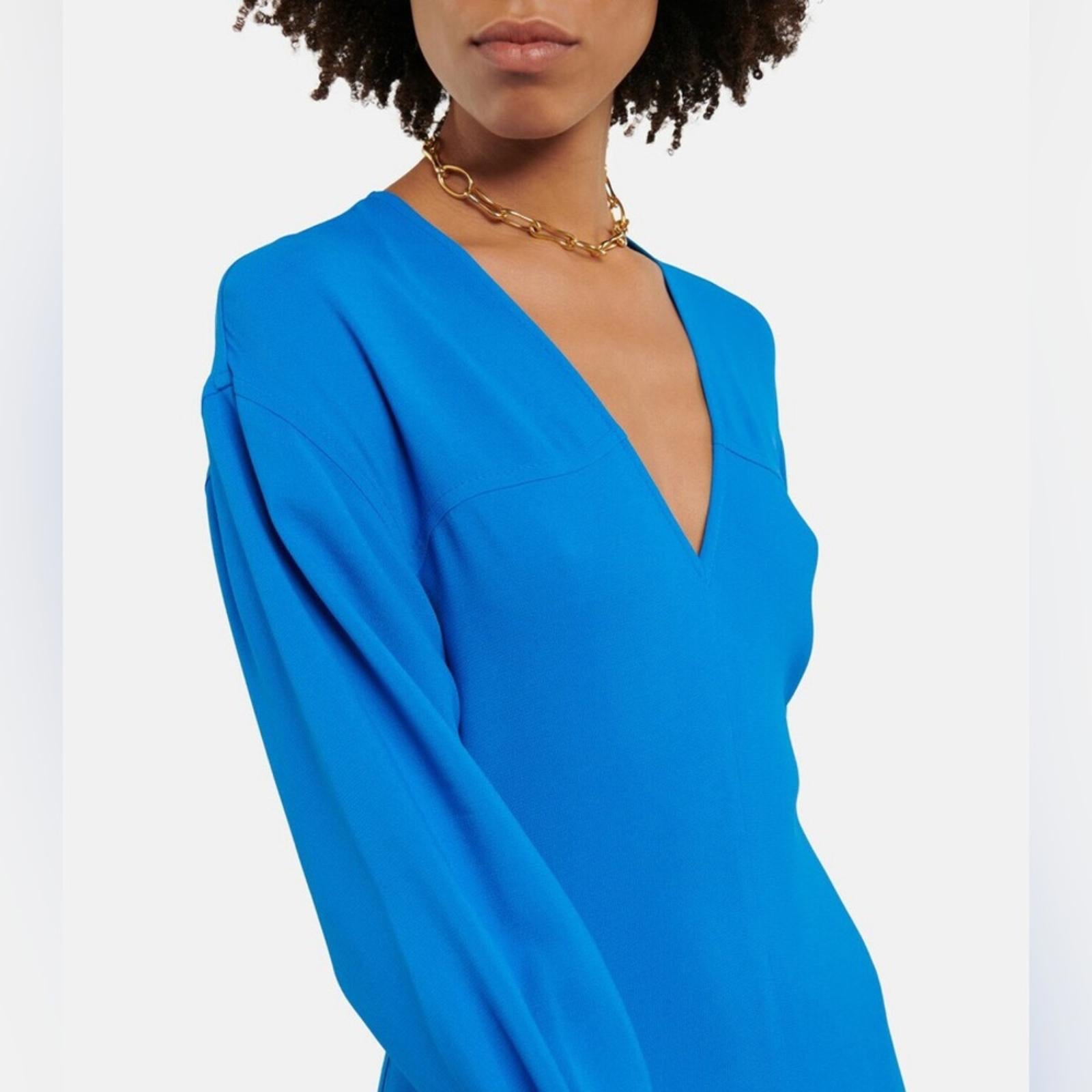 Victoria Beckham Cady Fit & Flare Midi Dress in Blue, NWT, Size 2 Retail $1,250