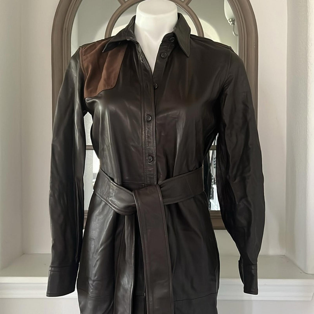 Lauren Ralph Lauren BLACK LABEL Goat Suede Dress in Brown Size 2 New w/Tag $895