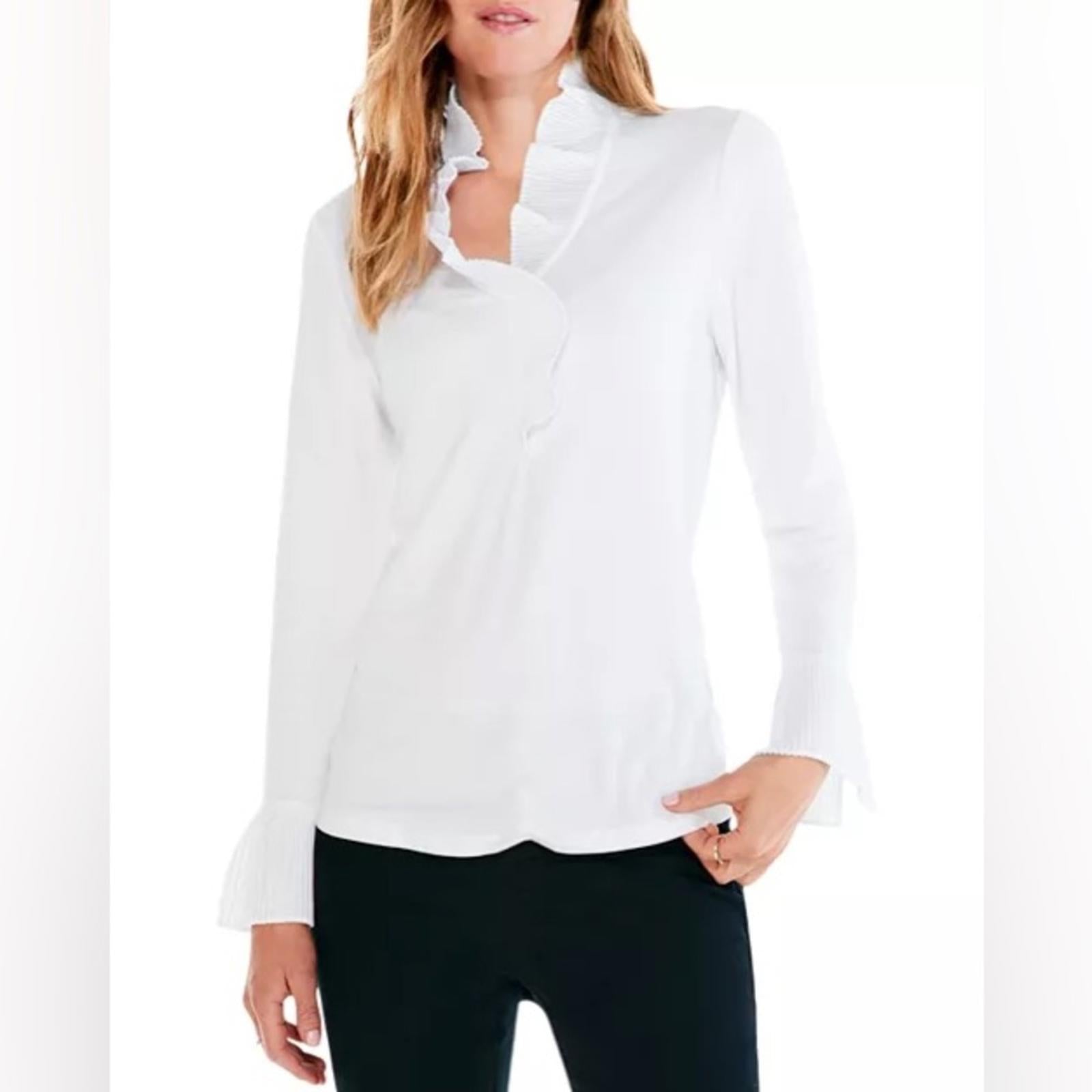 Nic+Zoe Ruffled Up Top Blouse, White, Size XL New w/Tag