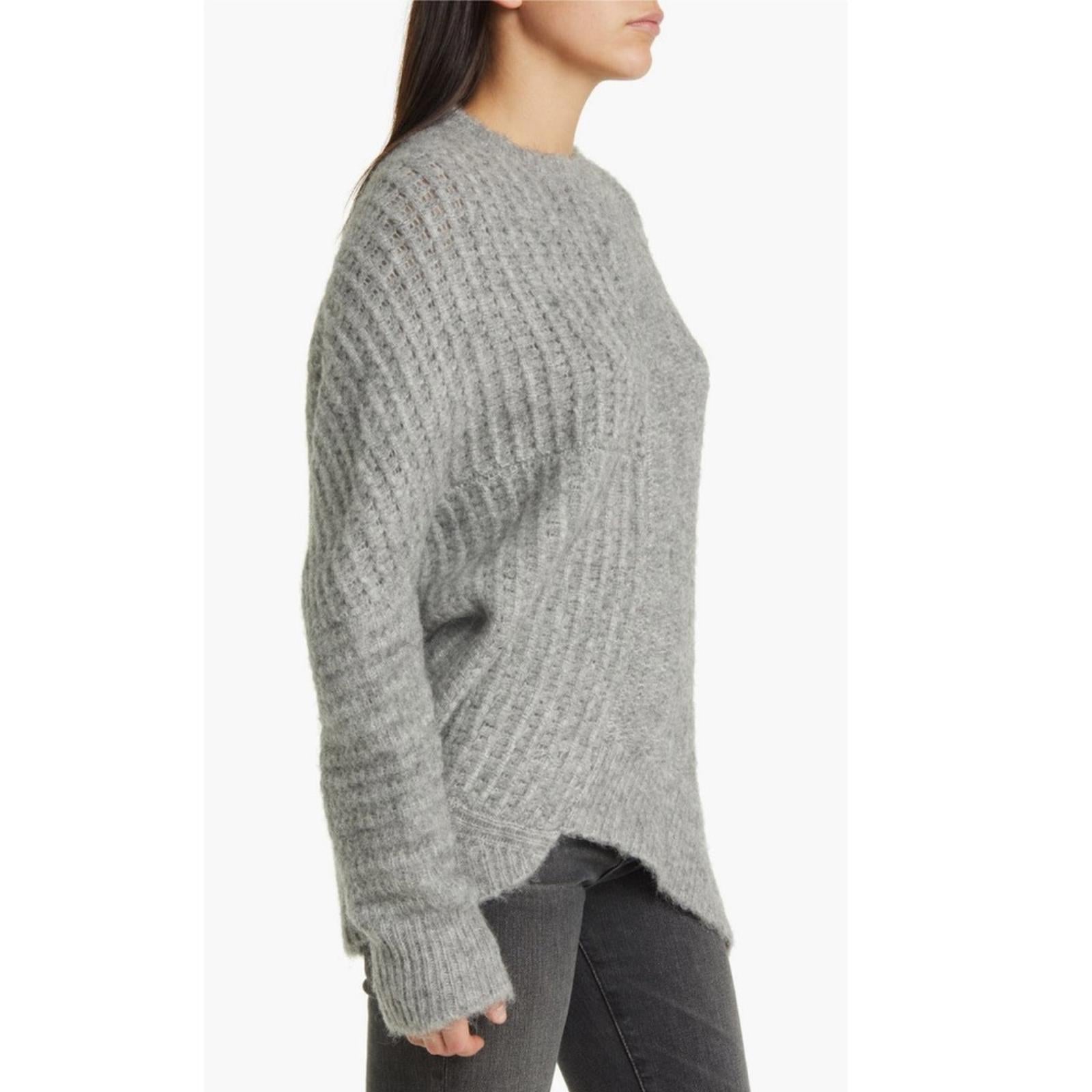 All Saints Selena Asymmetric Sweater, Alpaca Wool, Grey Melange Size S New w/Tag