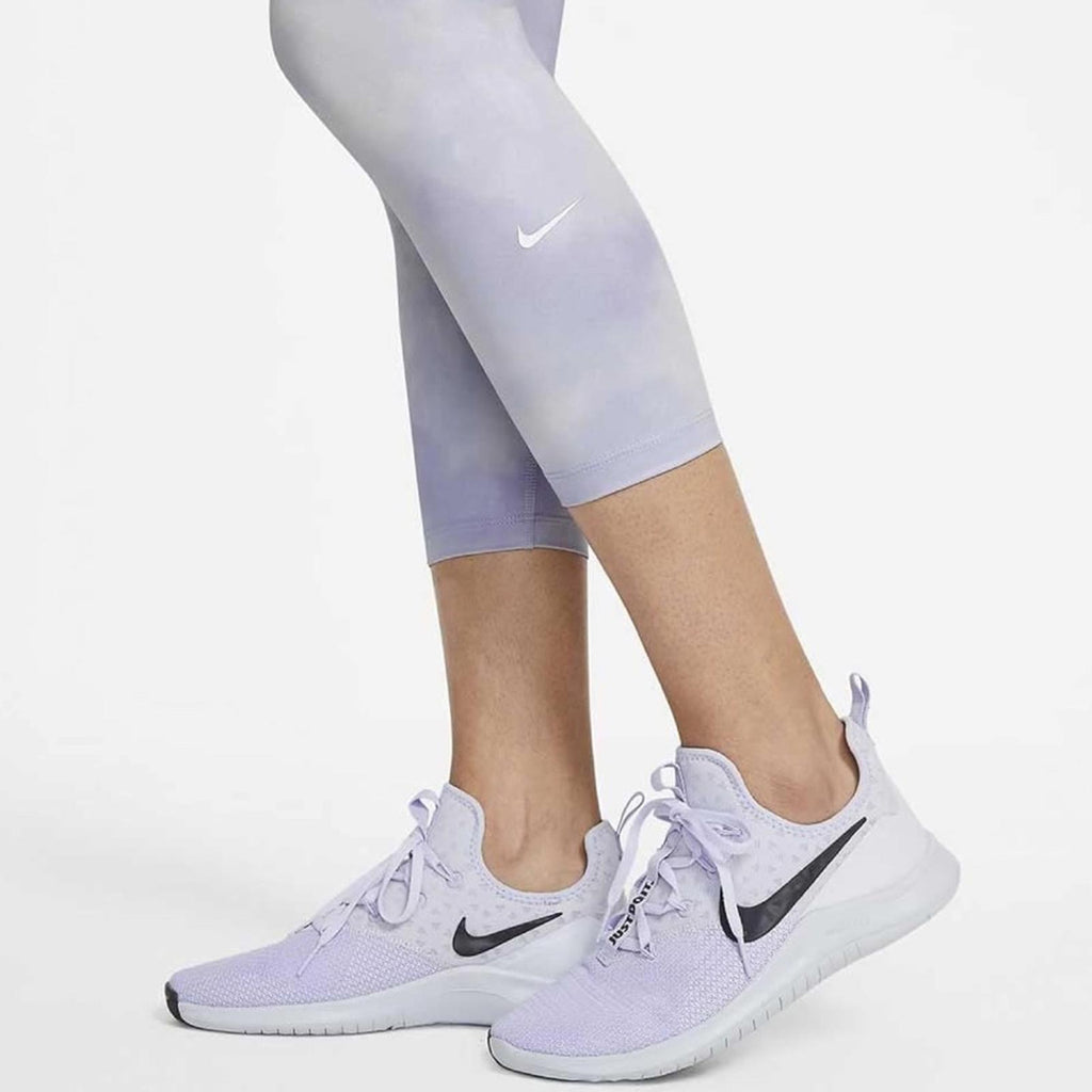 Nike One Icon Clash Mid-Rise Crop Leggings, Size XS (Thistle/White) NWT