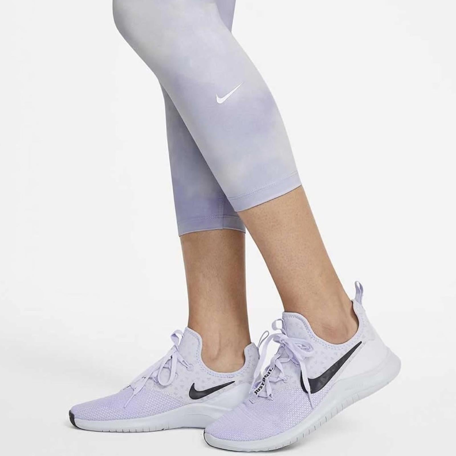 Nike One Icon Clash Mid-Rise Crop Leggings, Size XS (Thistle/White) NWT