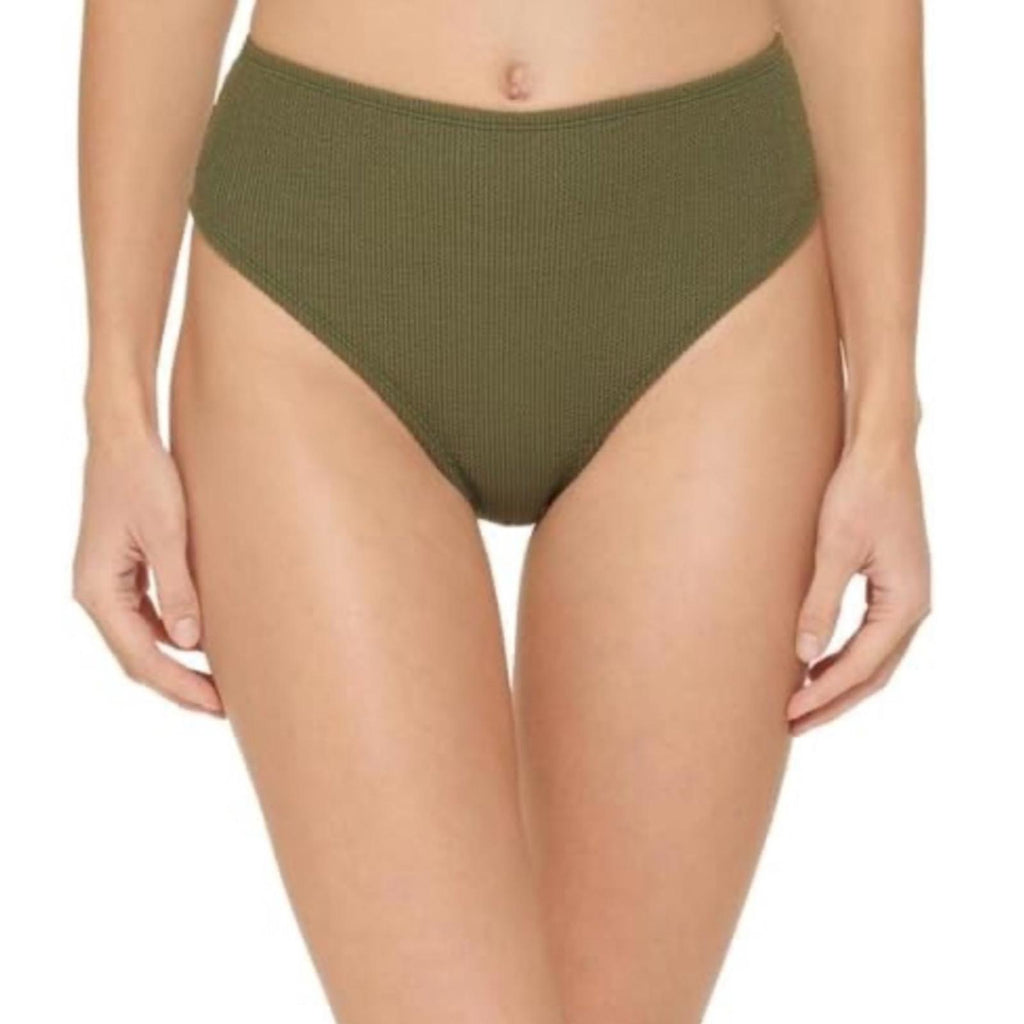 DKNY Textured High-Waist Bikini Bottom, Size L NEW w/Tag