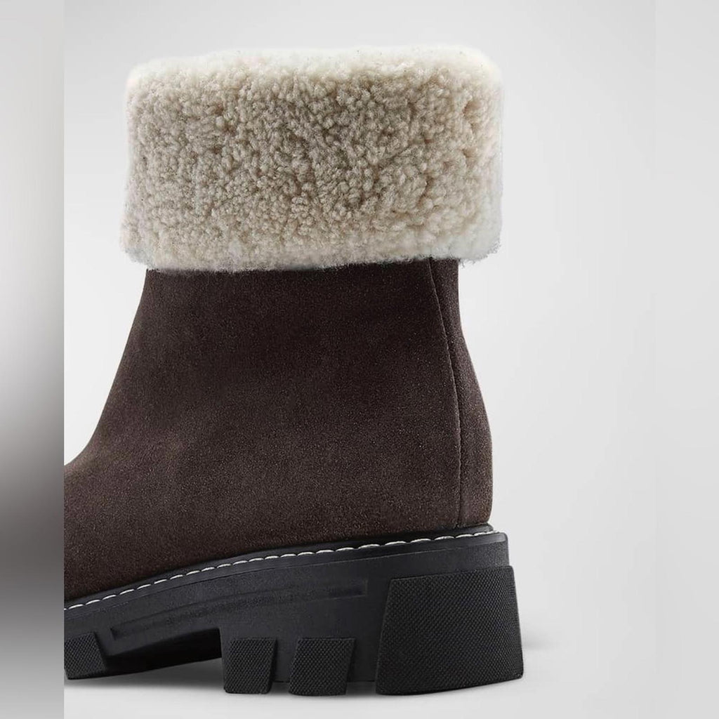 La Canadienne Abba Suede Shearling Waterproof, Brown Size 5M NEW Retail $585