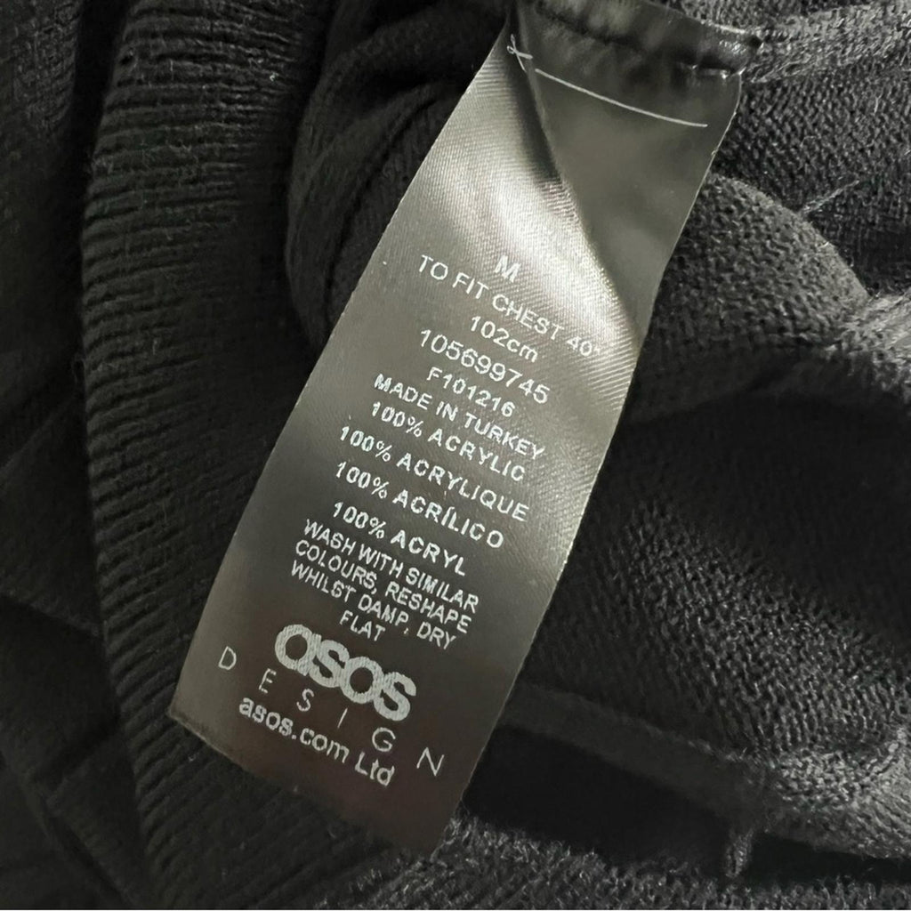 NEW ASOS Crewneck Ribbed Knit Sweater in Black, Size M New w/o Tag