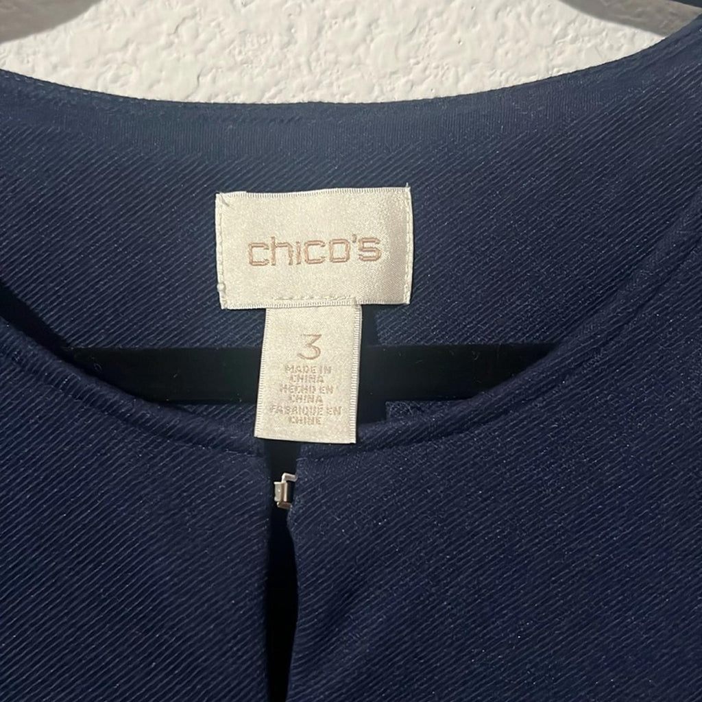 Chico's Military Long Sleeve Jacket in Deep Navy, Size 3 (16/18), Retail $149