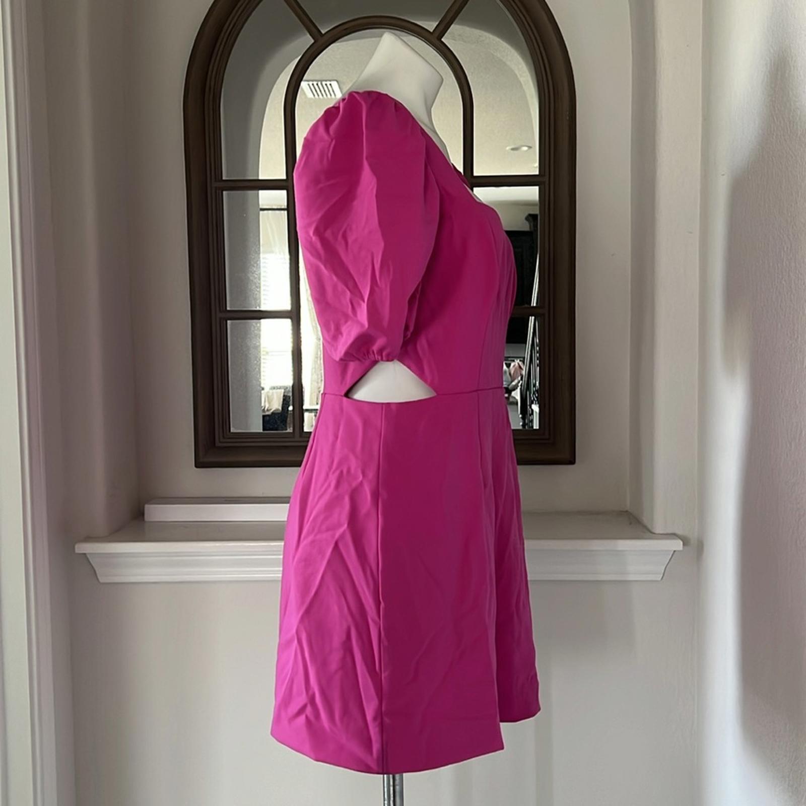 French Connection Puff Sleeve Cutout Dress, Wild Rosa Size 10 New w/Tag $118