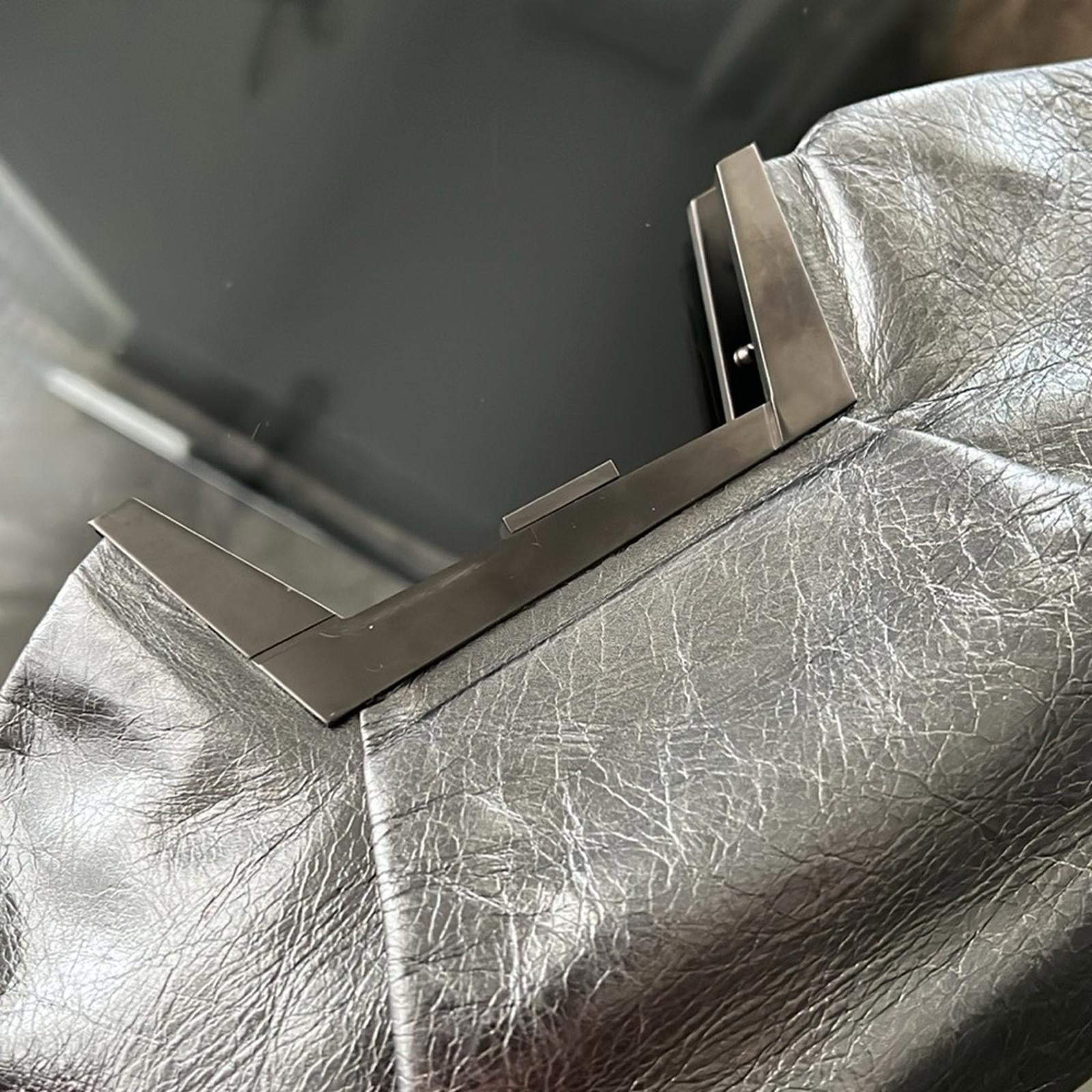 MAISON ETNAD Norah Metallic Frame Clutch, Silver, Retail $680