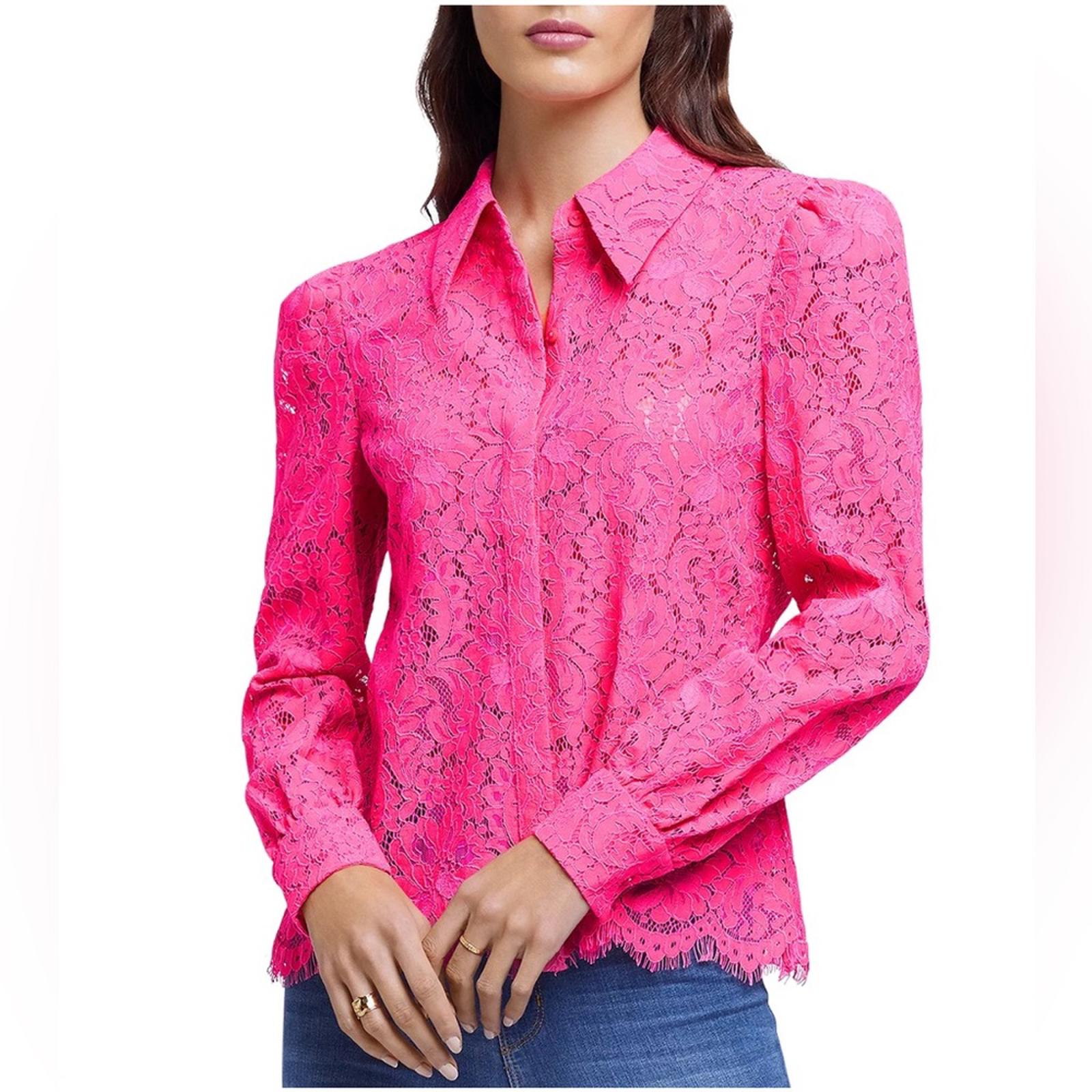 New L’Agence Jenica Lace Blouse, Pink Size XS New w/Tag