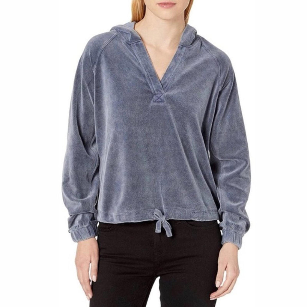 Jessica Simpson Velour Hoodie Sweatshirt in Bluish Grey, Size L New w/Tag