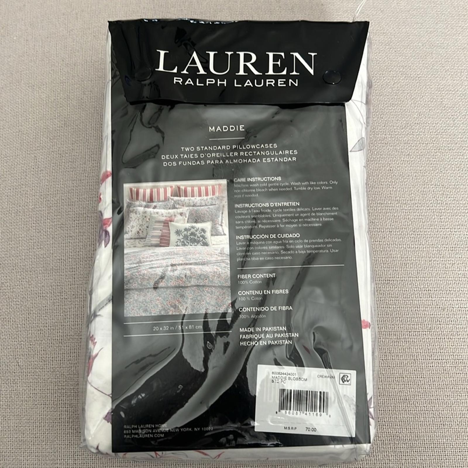X2 Lauren Ralph Lauren Maddie Blossom Cotton Percale Pillowcases, Standard NWT