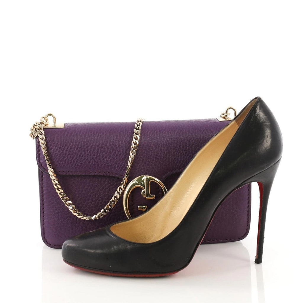 Gucci Flap Shoulder Bag Leather Medium, Purple w/Gold tone w/Dustbag