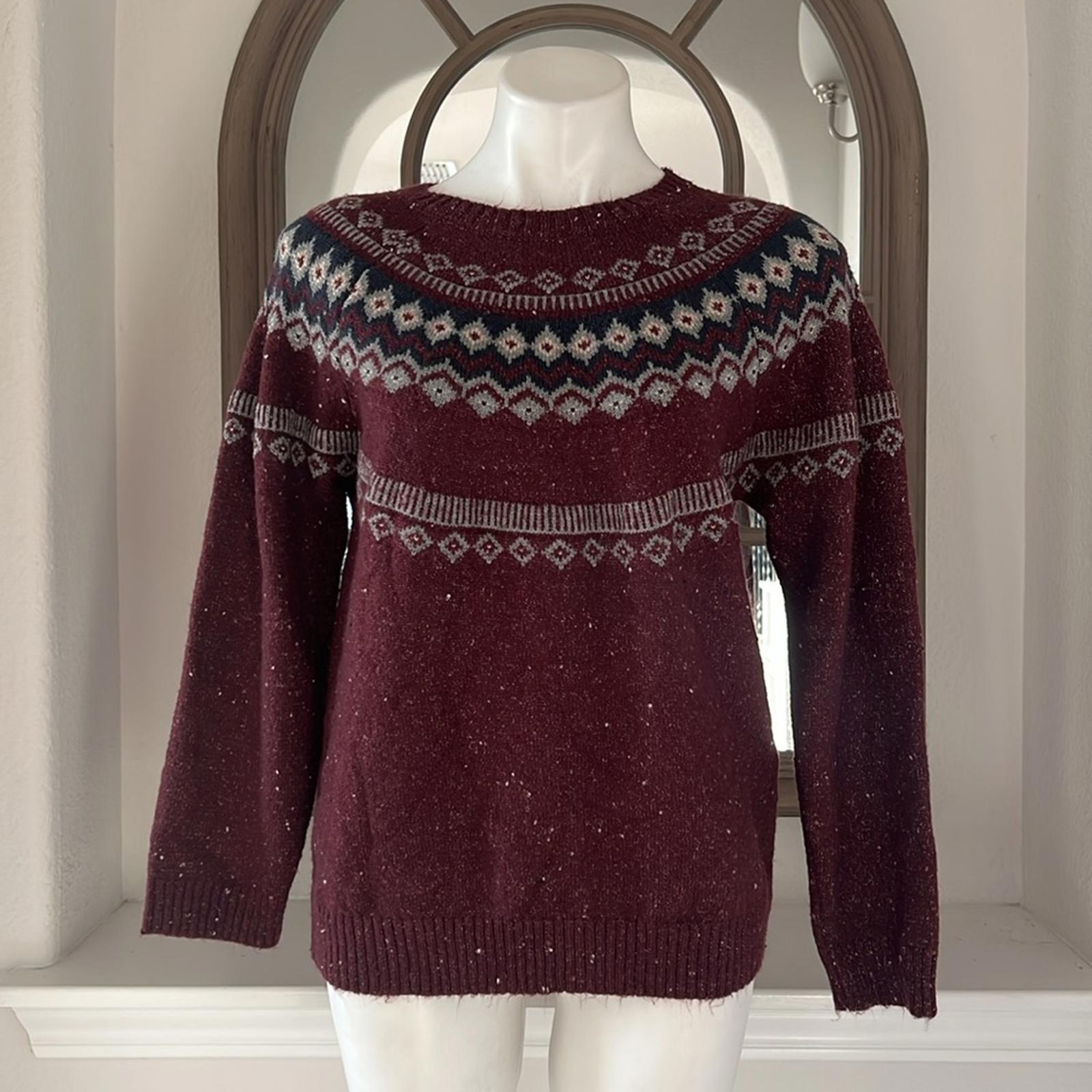 Weatherproof Vintage Fairisle Sweater in Wine, Size L EXCELLENT!