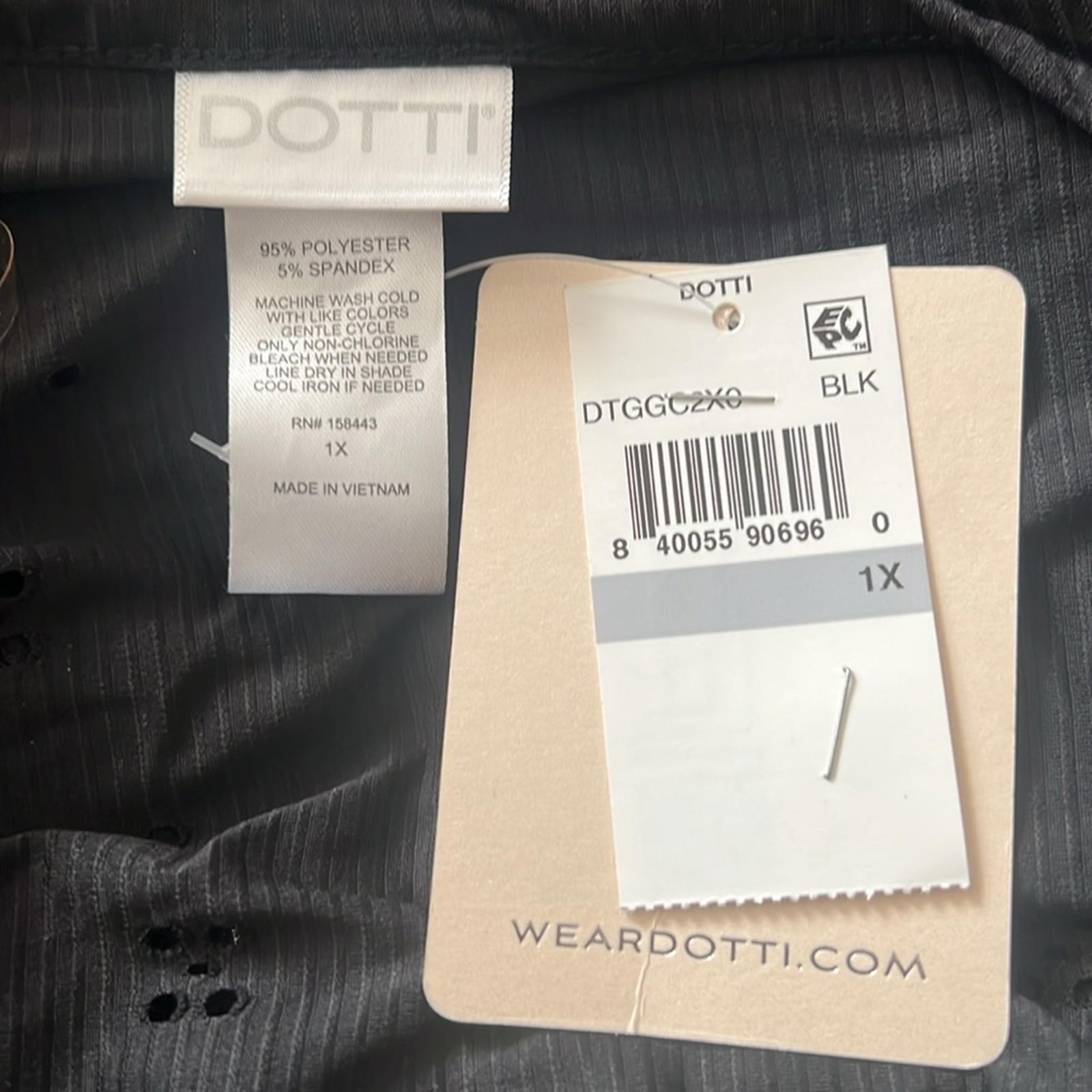 Dotti Solid Plunge Neck Swimsuit Cover-Up in Black, Plus Size 1X NEW w/Tag