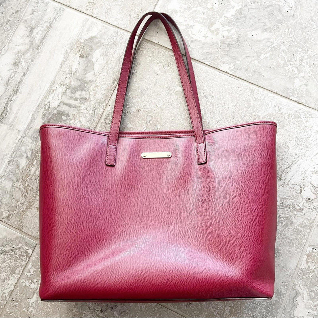 Michael Kors Red Leather Tote Bag in Burgundy, Retail $348