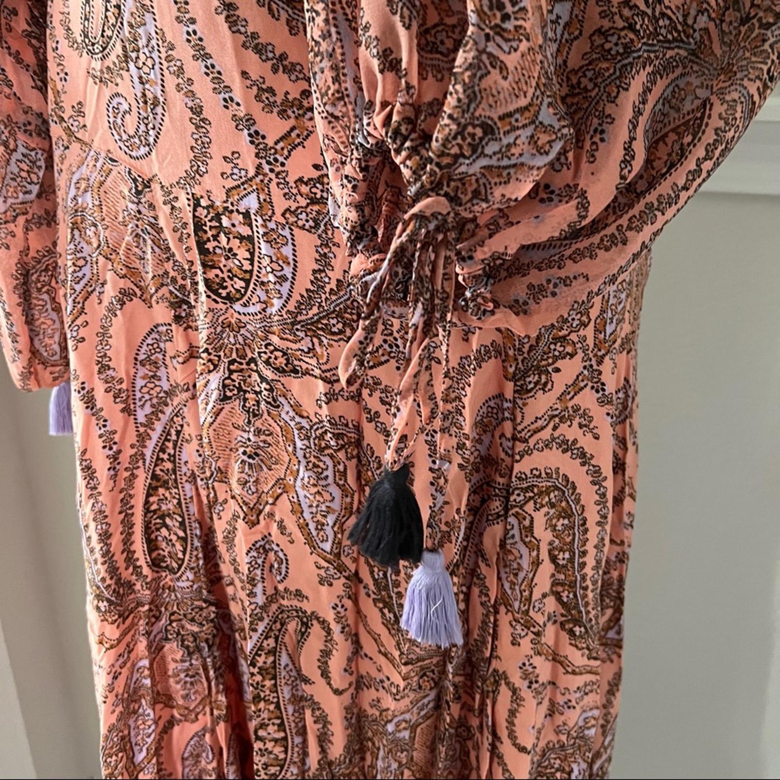 Free People Mirage Boho Printed Maxi Dress in Orange Maxikjole Size 4 NEW $198