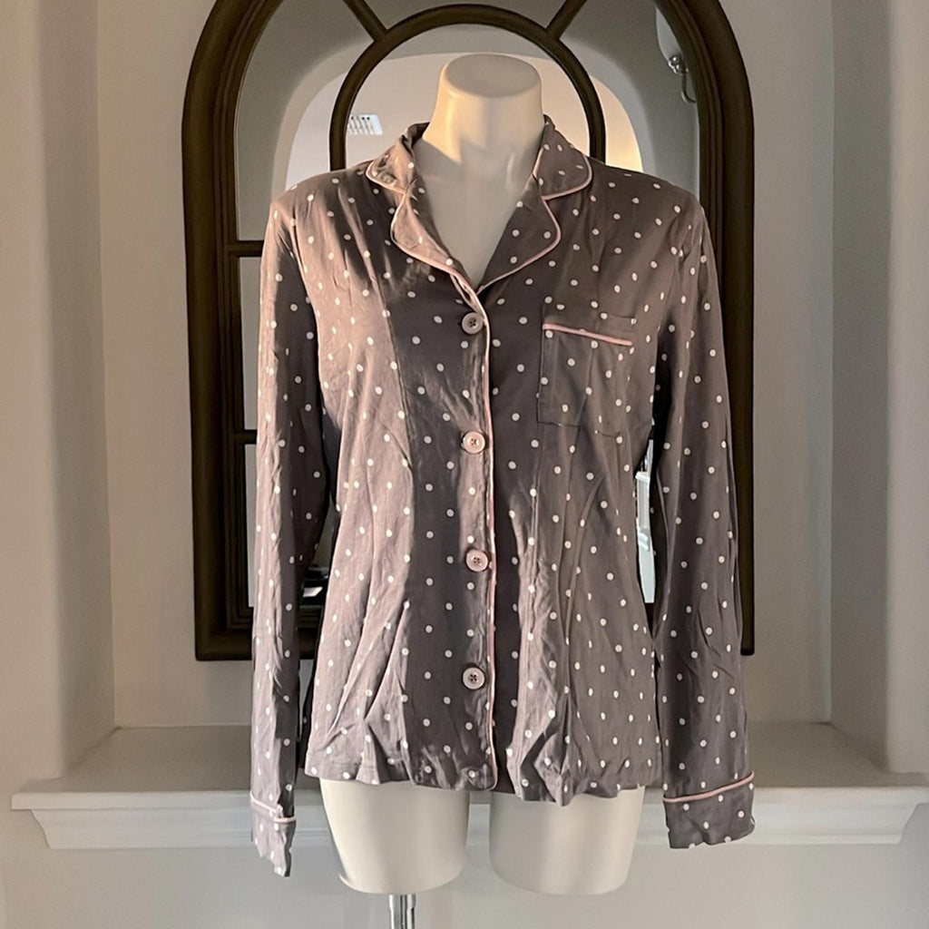 NWT Cozy Zoe Polka Dot Pajama 2-Piece Set in Silver/Gray Size M New w/Tag