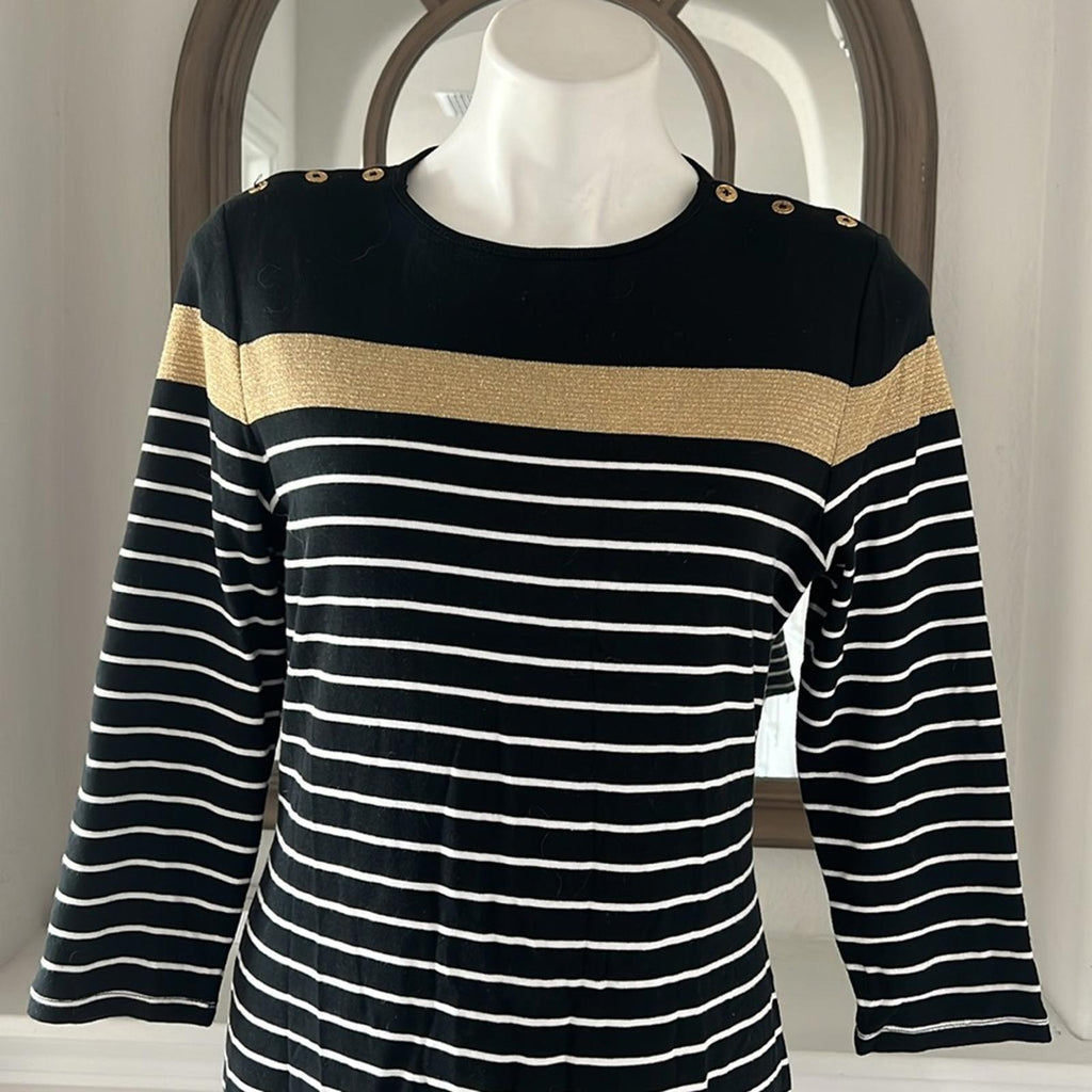 Lauren Ralph Lauren Cotton Striped Dress, Size L Retail $135 EXCELLENT!