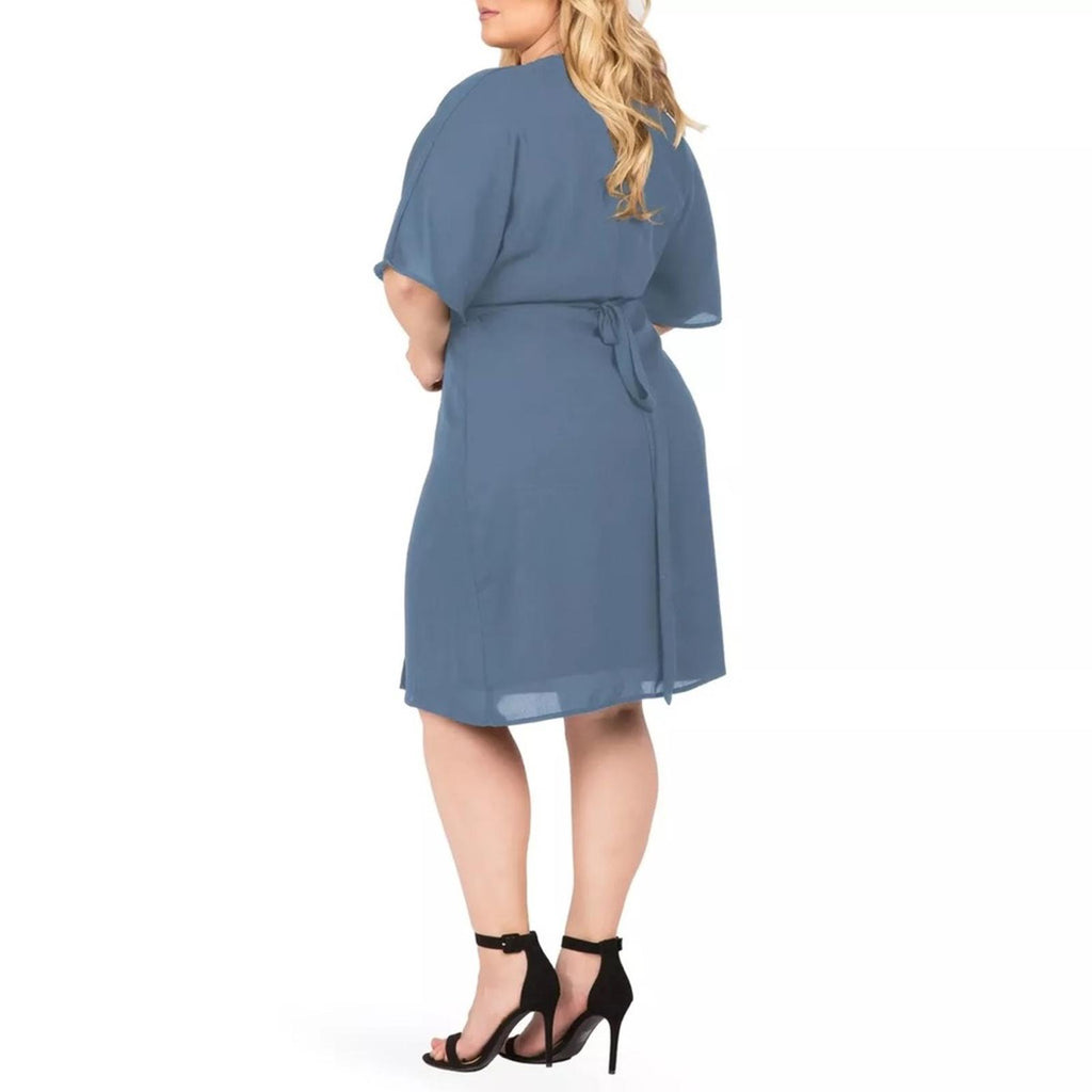 NEW Standards & Practices V-Neck Kimono Wrap Dress in Slate Blue, Size 1X NWOT