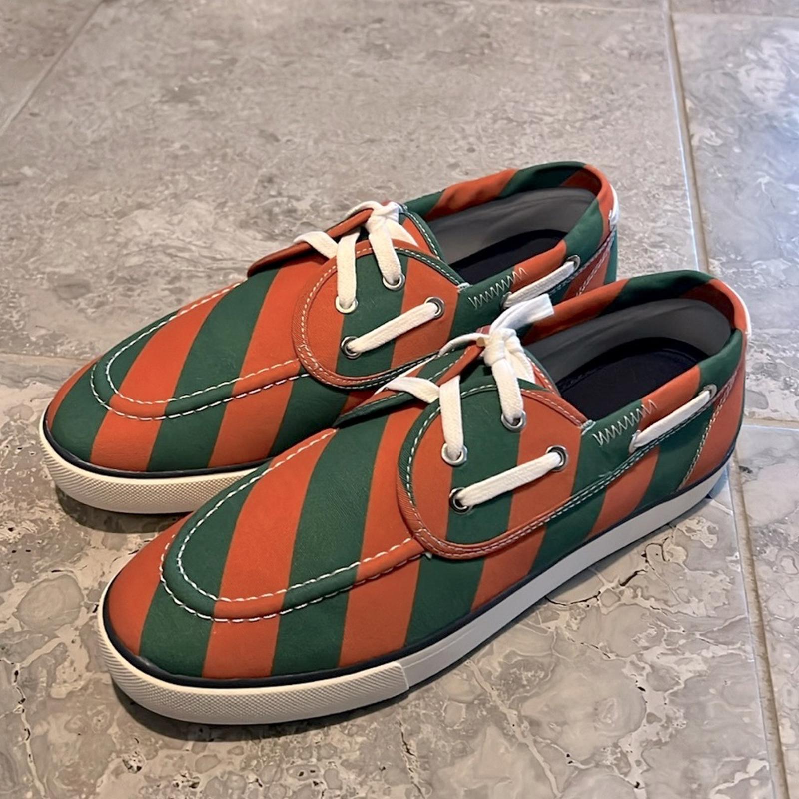 Club Room Green Striped Padded Royce Platform Lace-Up Boat Shoes Size 10, NWT