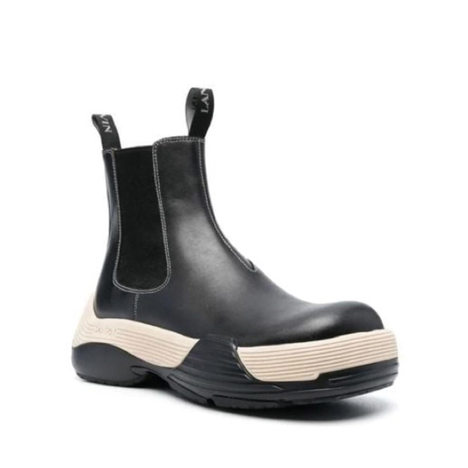 LANVIN Flash-X Bold Pull On Chelsea Boots, Black Size 44 New in Box + DustBag