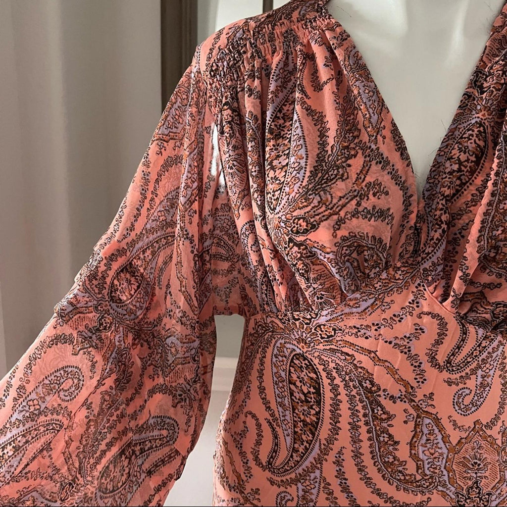 Free People Mirage Boho Printed Maxi Dress in Orange Maxikjole Size 4 NEW $198