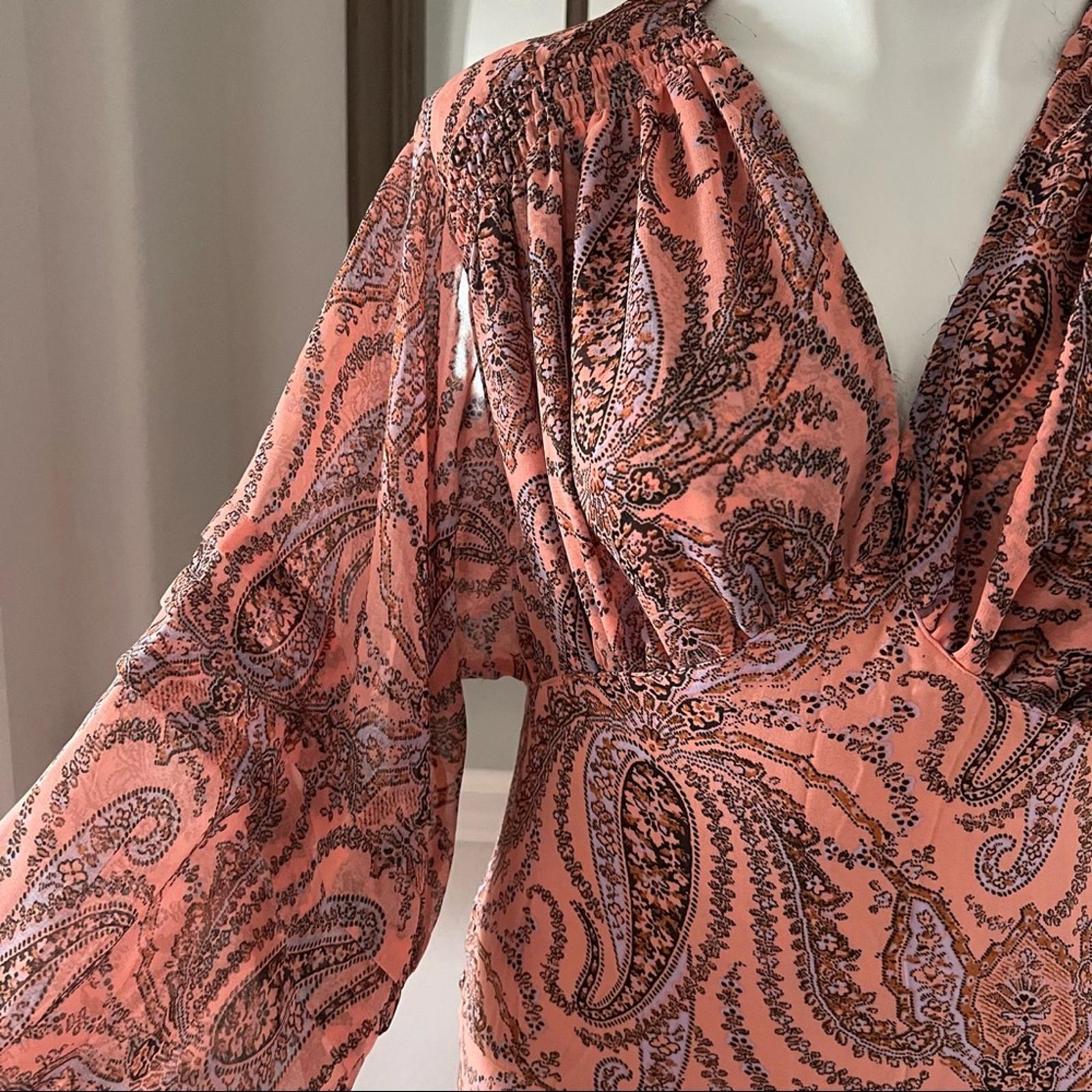 Free People Mirage Boho Printed Maxi Dress in Orange Maxikjole Size 4 NEW $198