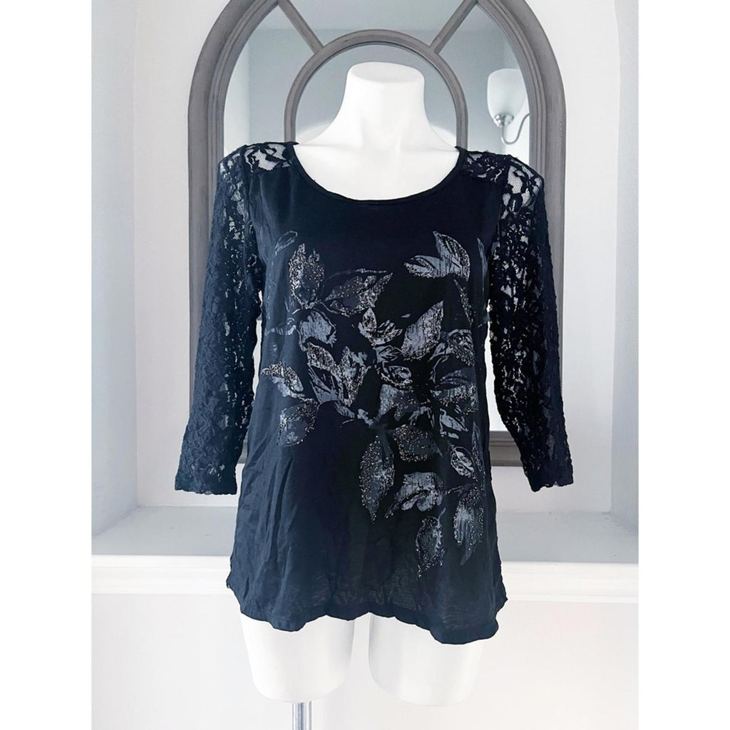 Buckle’s Daytrip Black Lace Top, Size M New w/Tag