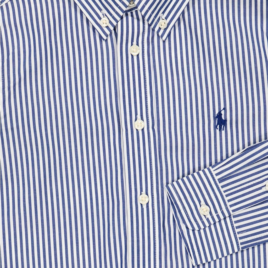 Polo Ralph Lauren Striped Cotton Poplin Shirt, Navy & White Size 12 New w/Tag